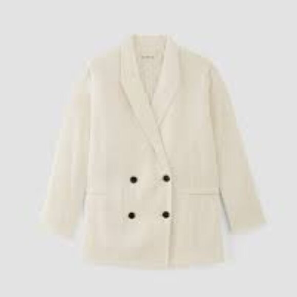 NEW Everlane The Linen Double Breasted Ivory Cream Blazer Women's Size 14 - Picture 10 of 10